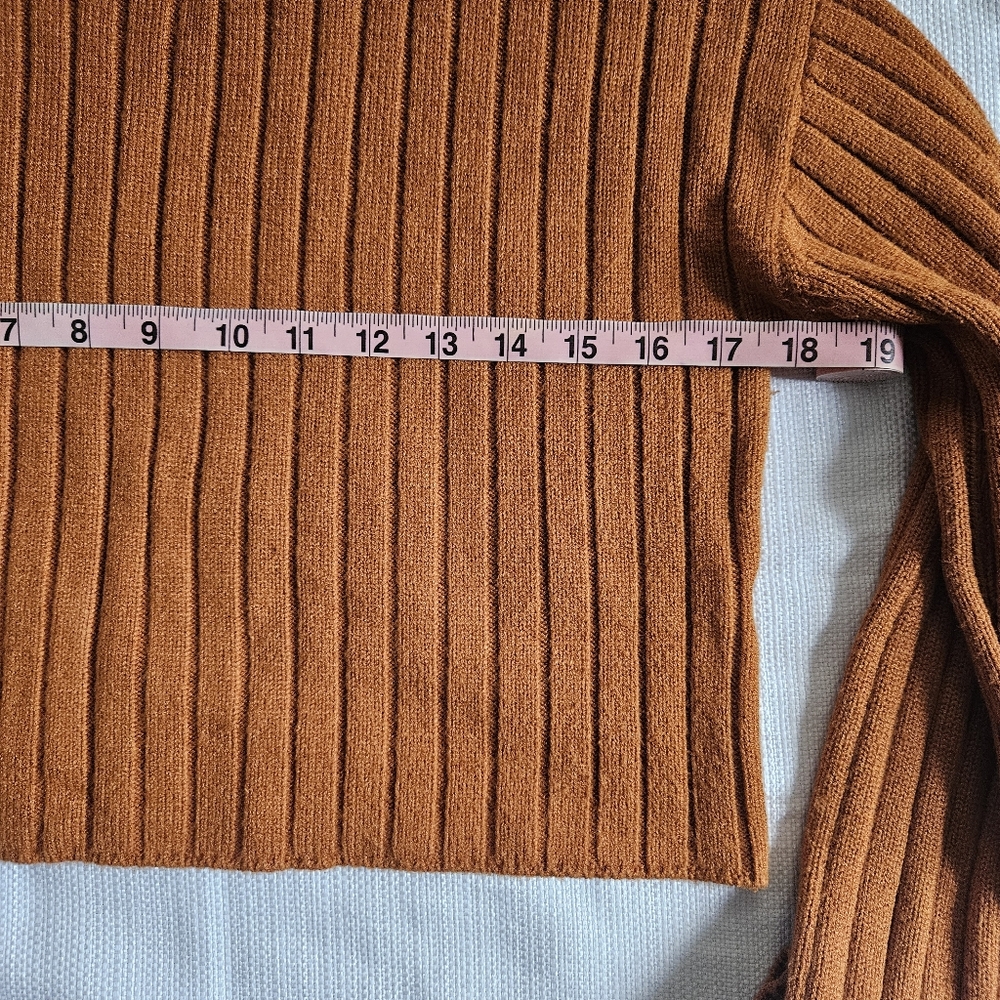 Orange Ribbed‎ Knit Sweater Size Xsmall - Picture 4 of 6